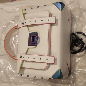 Michael Kors Manhattan contrast trim white satchel crossbody